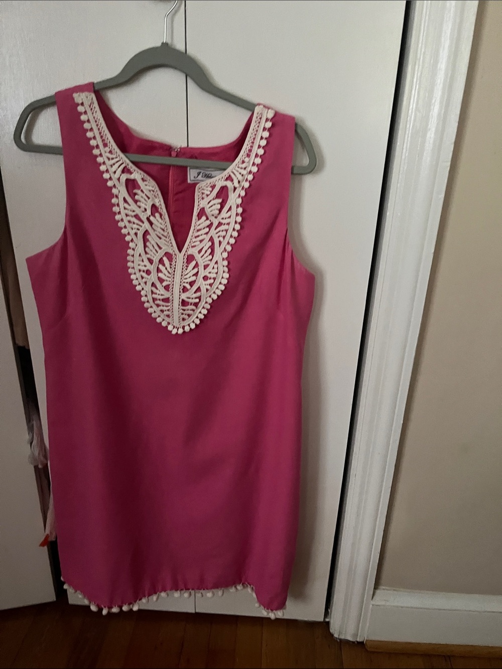 Sleeveless Pink Dress with Lace Trim by J. Howard